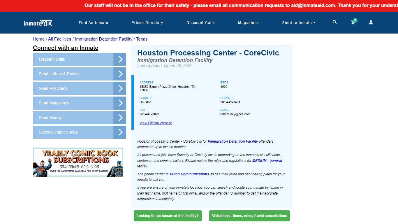 Houston Processing Center - CoreCivic & Inmate Search - Houston, TX