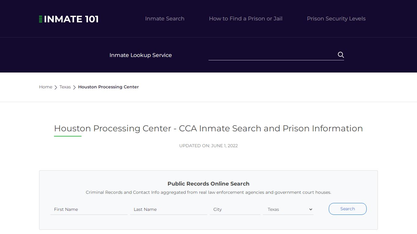 Houston Processing Center - CCA Inmate Search, Visitation, Phone no ...